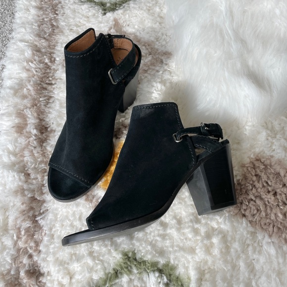 Frye dani shield slingback sandal heel open toe ankle strap suede leather 8.5 - Picture 1 of 10